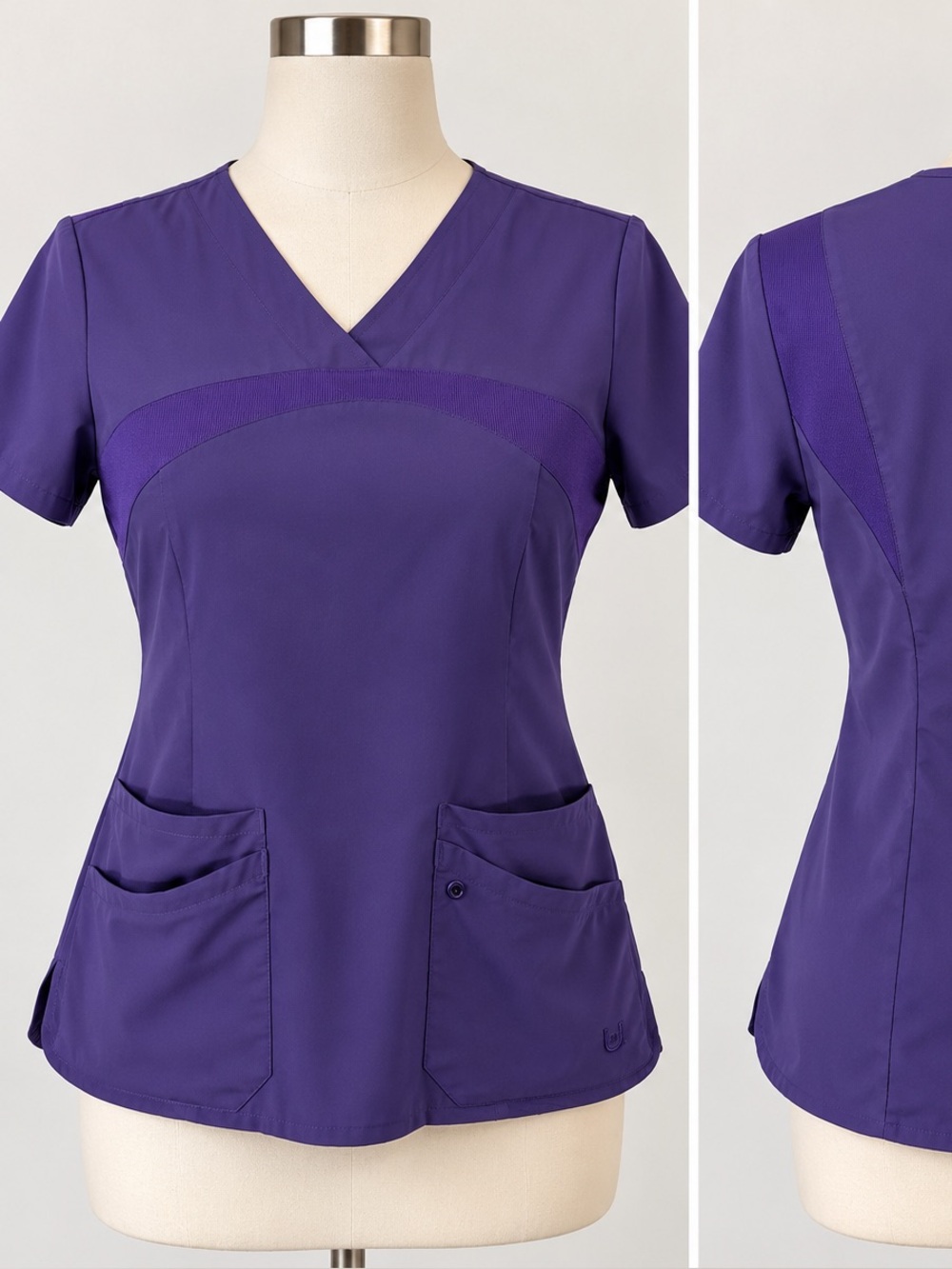 Urbane Scrub Top Purple V-Neck Short Sleeve S